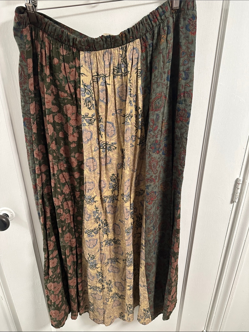 NATURAL LIFE Floral Patchwork Maxi Skirt — Green, Pink & Cream - Picture 3 of 5